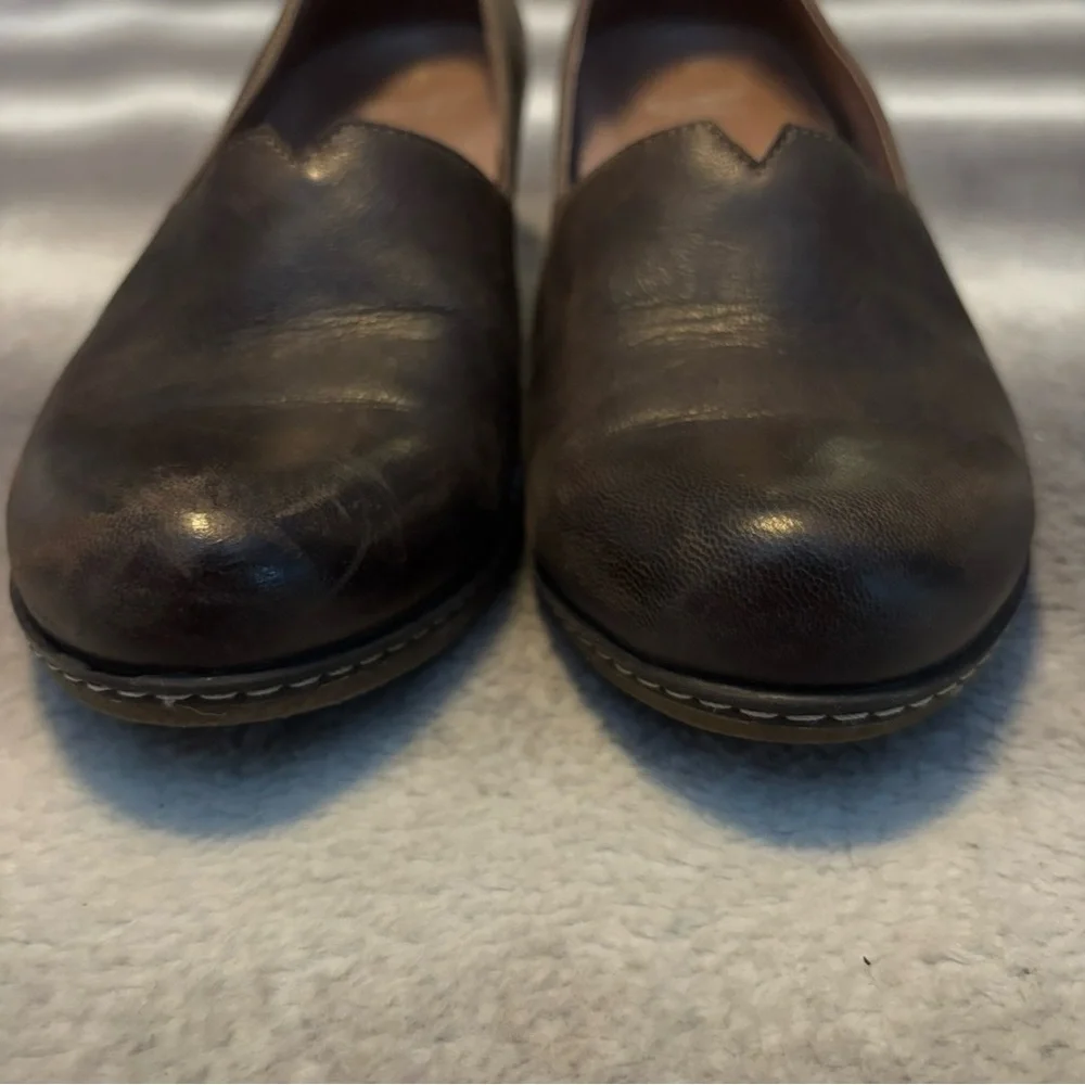 Dansko Liliana Burnished Brown Leather Wedge Loafers Comfort Shoes Size 9 EU 39 - Picture 6 of 12